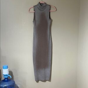 Zara Sleeveless Mock Neck “Spray Paint “Maxi Dress in Gray